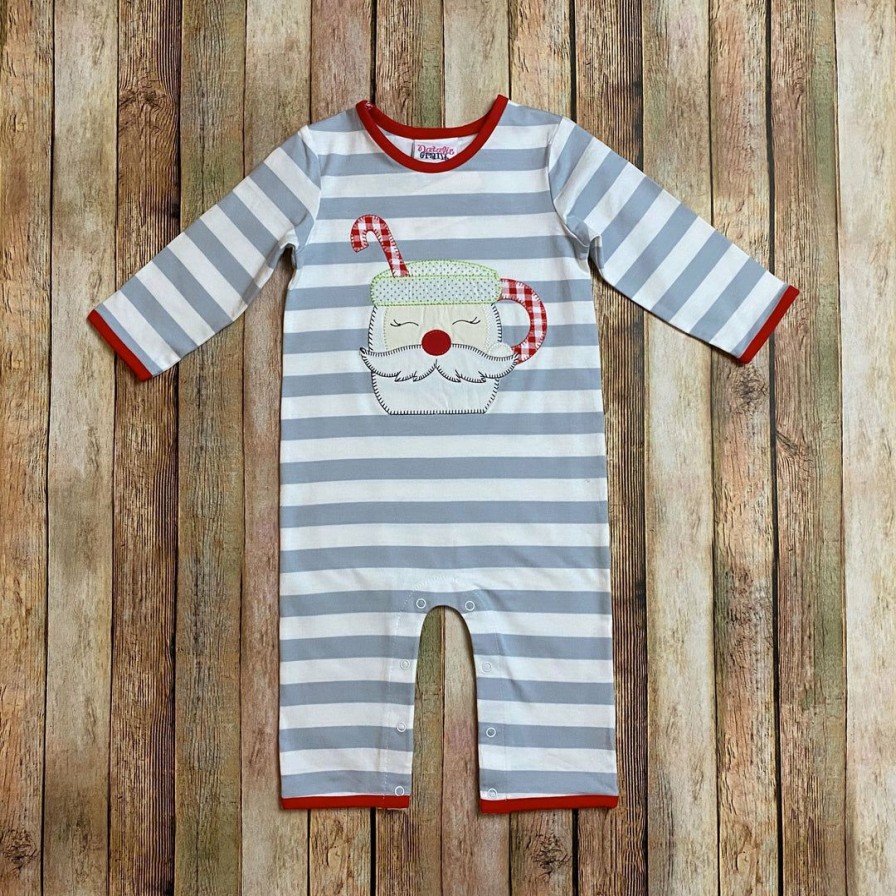 Boys * | Buy Boys Natalie Grant Stripe Santa Mug Romper