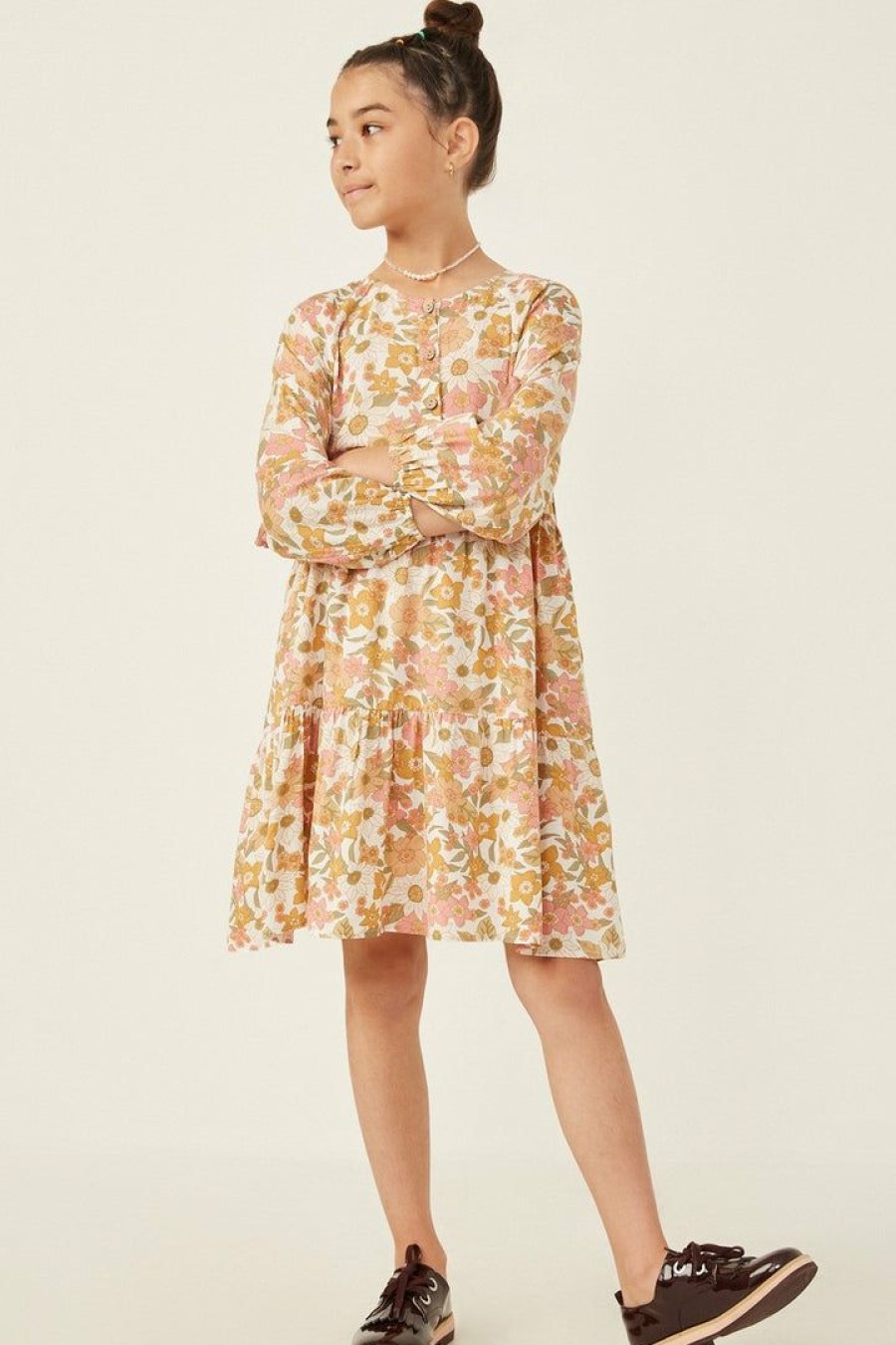 Tween * | New Hayden Floral Sketch Print Button Dress Tween