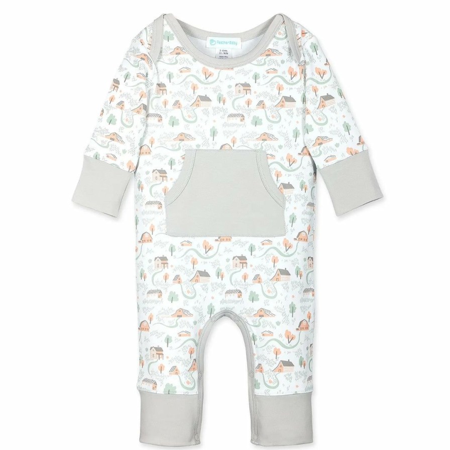 Boys * | Best Sale Feather Baby Barns & Farmhouse Romper Boys