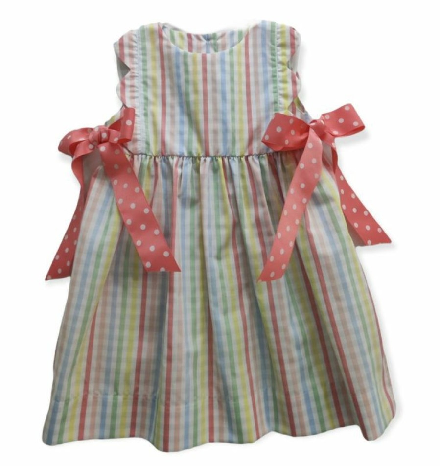 Girls * | Hot Sale Banana Split Rainbow Gingham Check Dress