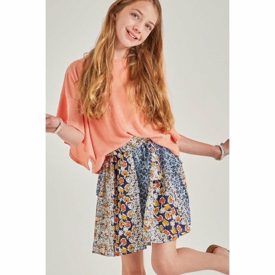 Tween * | Wholesale Good Girl Floral Print Double Tiered Skirt Tween