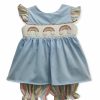 Girls * | Discount Girls Banana Split Rainbow Smocked Bloomer Set