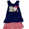 Girls * | Deals Three Sisters Girls Baseball Applique Short Set