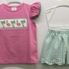 Girls * | Best Sale Banana Split Flamingo Smocked Short Set