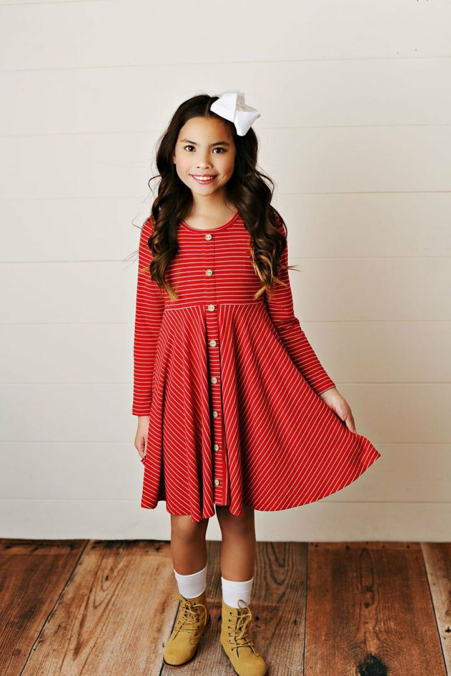 Girls * | Brand New Serendipity Long Sleeve Ribbed Pocket Dress