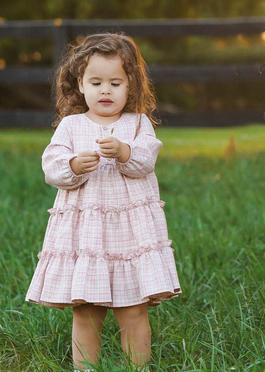 Girls * | Flash Sale Girls Mabel & Honey Juniper Pink Woven Dress