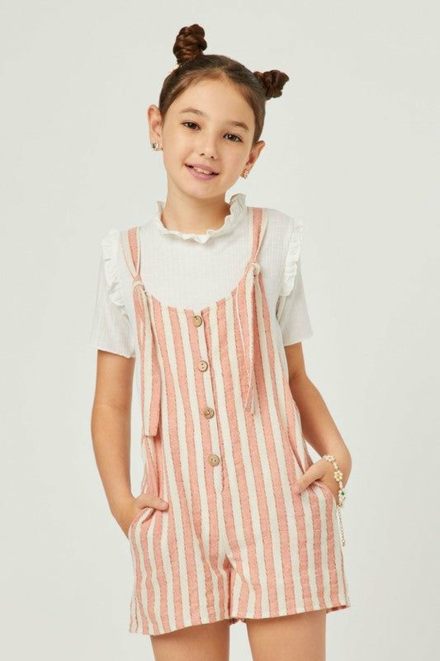 Tween * | Best Reviews Of Hayden Stripe Button Romper