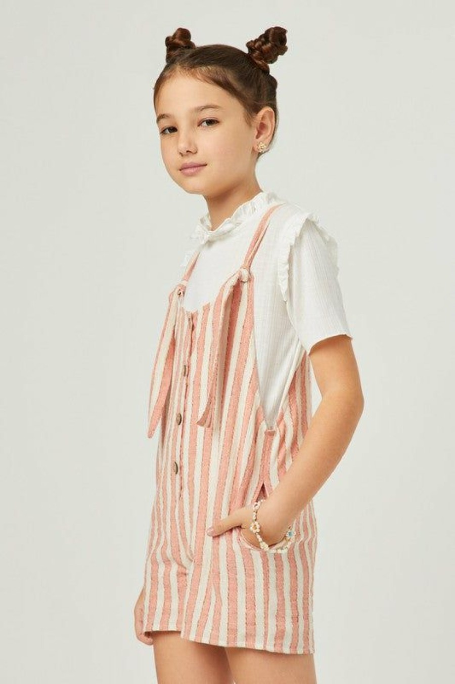 Tween * | Best Reviews Of Hayden Stripe Button Romper