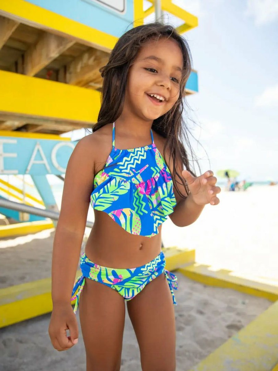 Girls * | Best Reviews Of Girls Blueberry Bay Palmera Edge Two Piece Swimsuit