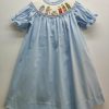 Girls * | Deals Three Sisters Nativity Smocked Bishop Dress