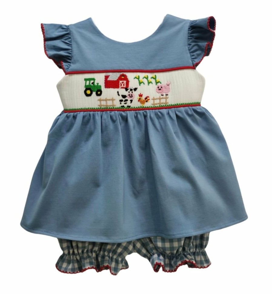 Girls * | Brand New Three Sisters Down On The Farm Girls Bloomer Set