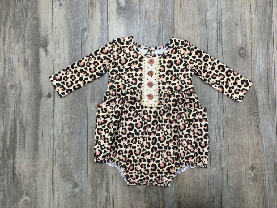 Baby Clothes * | Best Sale Baby Clothes Swoon Baby Midnight Leopard Petal Bubble