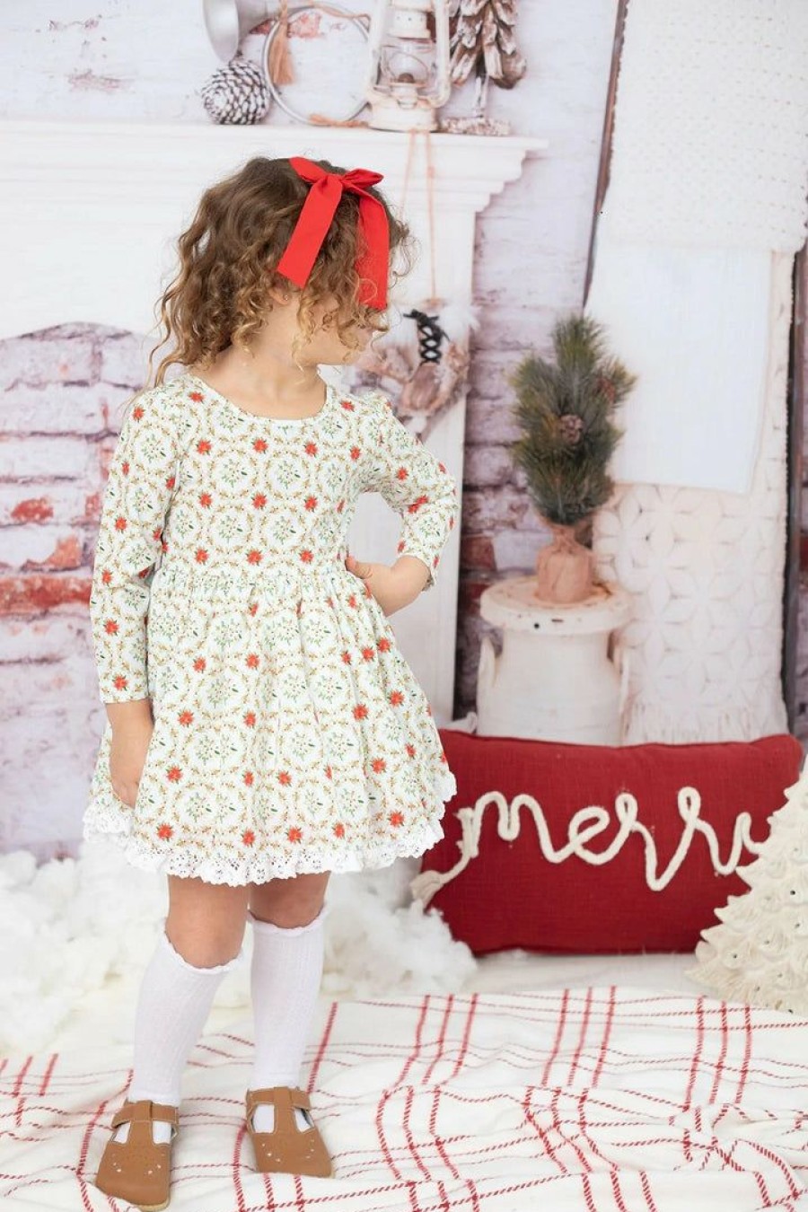 Girls * | Best Pirce Be Girl Clothing Holly Jolly Gloria Dress