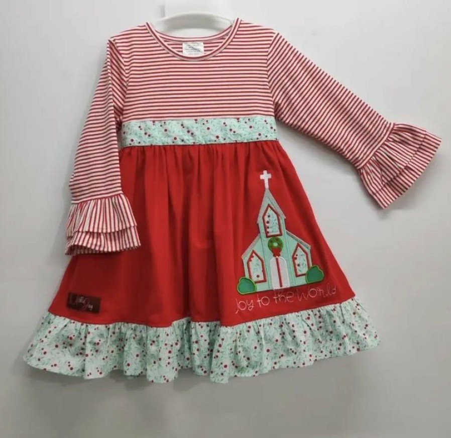 Girls * | Hot Sale Girls Millie Jay Joy To The World Dress