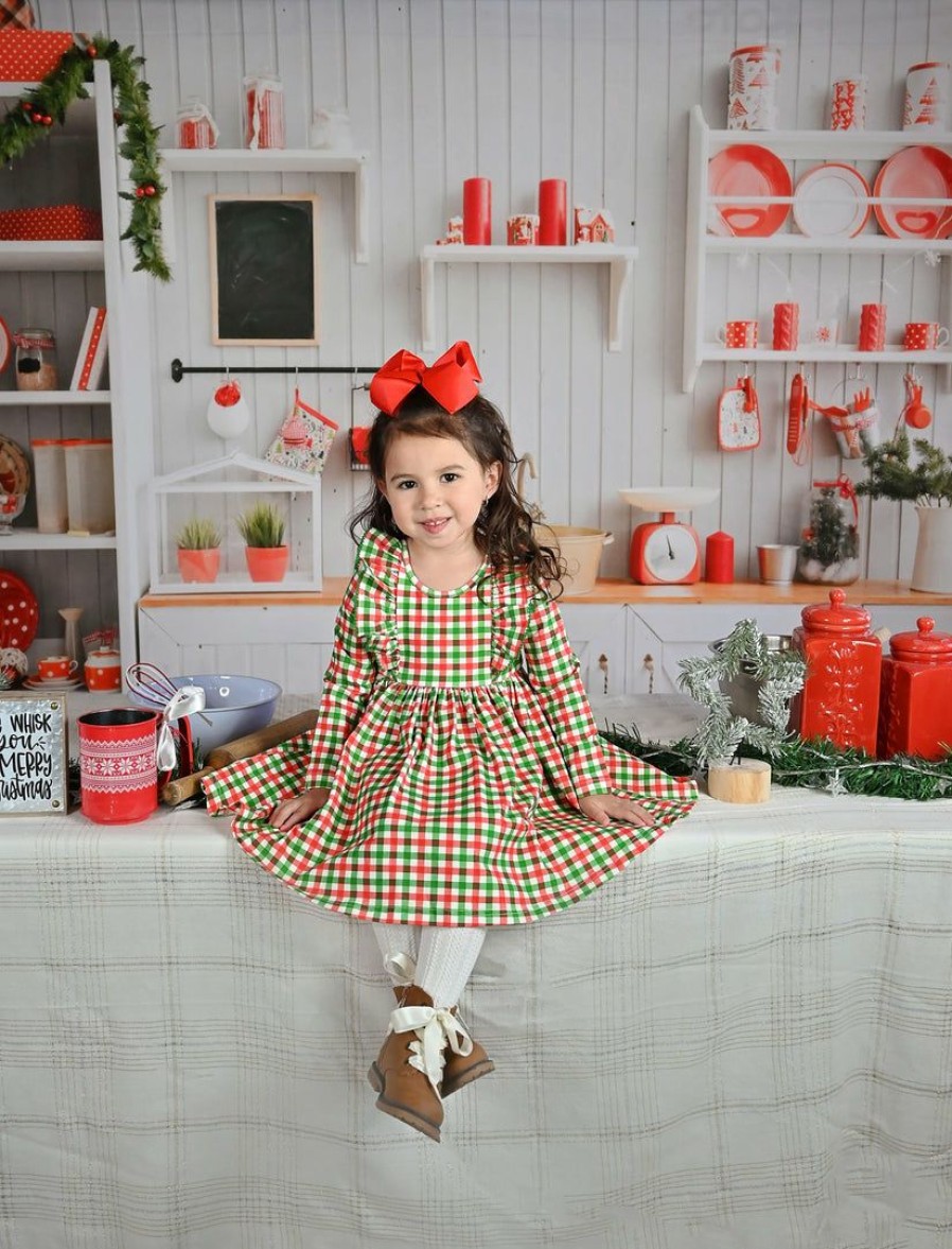 Girls * | Deals Swoon Baby Falliday Gingham Dainty Picot Dress Girls