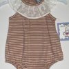 Baby Clothes * | Discount Three Sisters Baby Stripe Bubble With Lace Collar Baby Clothes