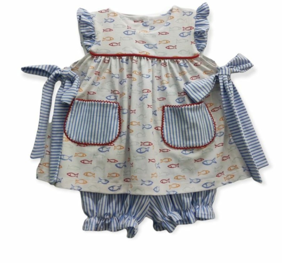 Girls * | Deals Banana Split Fish Frenzy Bloomer Set