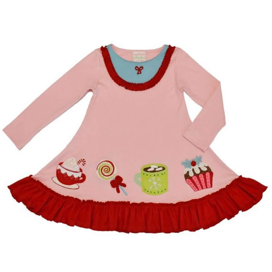 Girls * | New Lemon Loves Lime Holiday Sweets Ruffle Dress