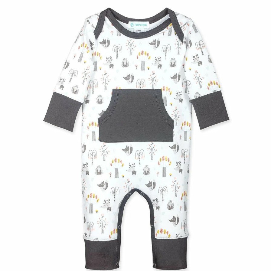 Boys * | Brand New Boys Feather Baby Playful Wildlife Romper