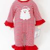 Baby Clothes * | Best Reviews Of Three Sisters Baby Clothes Three Sister Stripe Santa Ruffle Romper