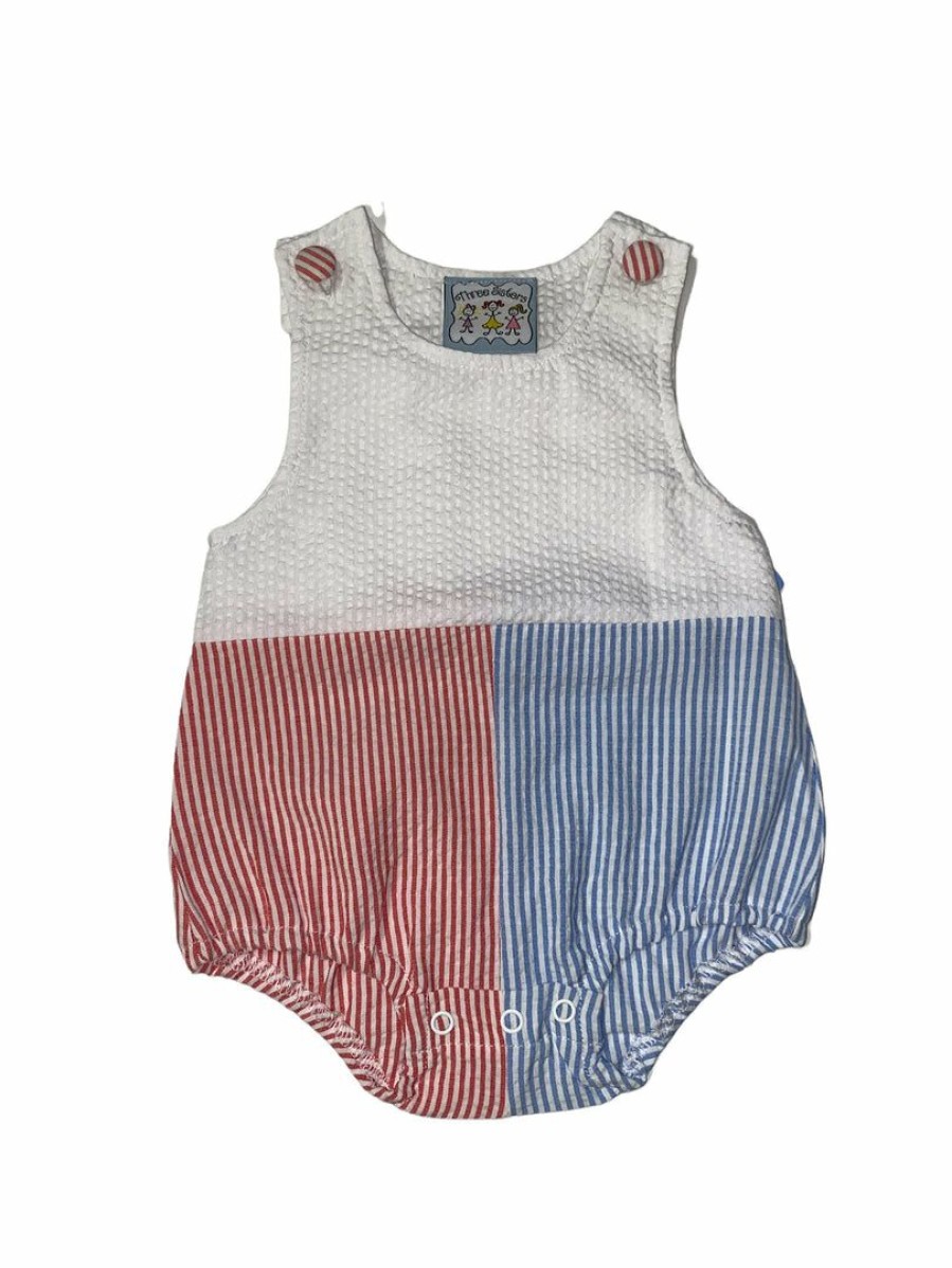 Boys * | Cheap Three Sisters Baby Color Block Seersucker Boys Bubble