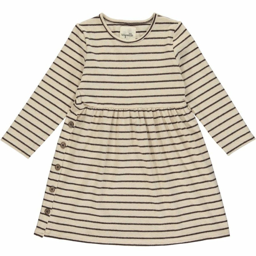 Girls * | Best Deal Vignette Brown & Cream Stripe Madigan Dress