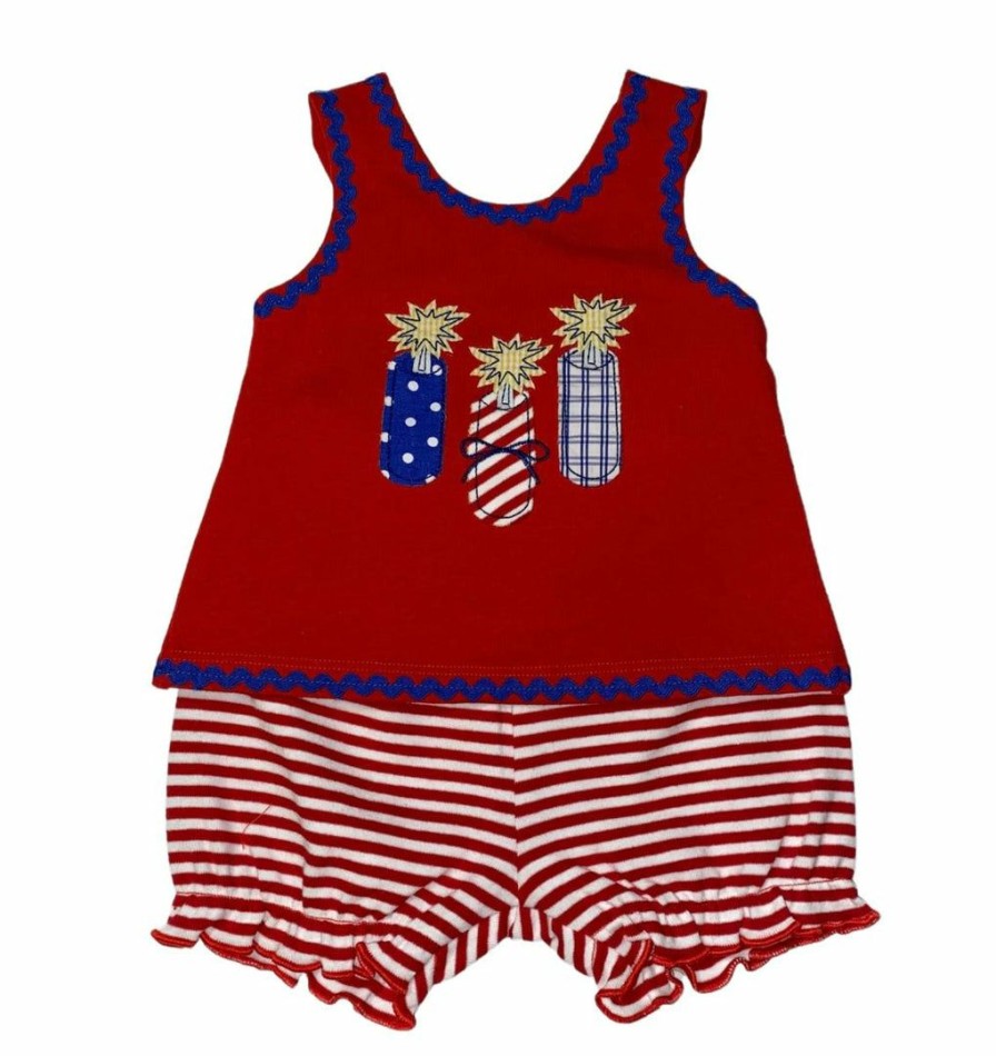 Baby Clothes * | Wholesale Baby Clothes Three Sisters Fireworks Girls Bloomer Set