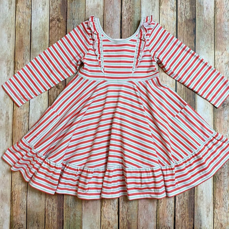 Girls * | Coupon Natalie Grant Red & Pink Stripe Twirl Dress Girls