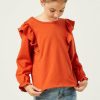 Tween * | Best Deal Hayden Orange French Terry Ruffle Top Tween