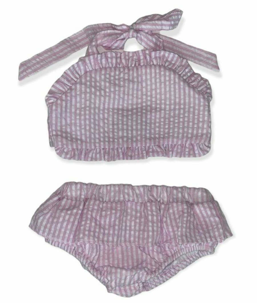 Girls * | Coupon Girls Millie Jay Seersucker 2 Piece Ruffle Swimsuit