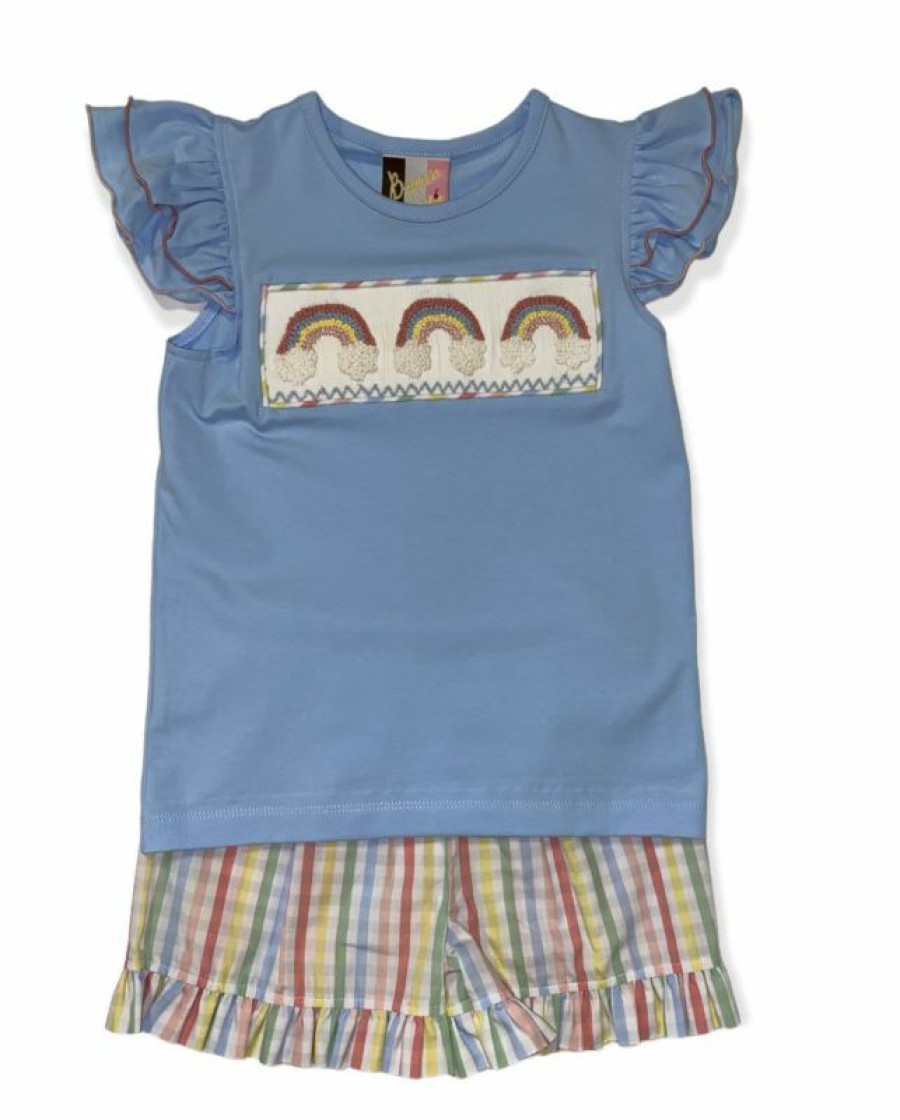 Girls * | Deals Banana Split Rainbow Smocked Short Set Girls