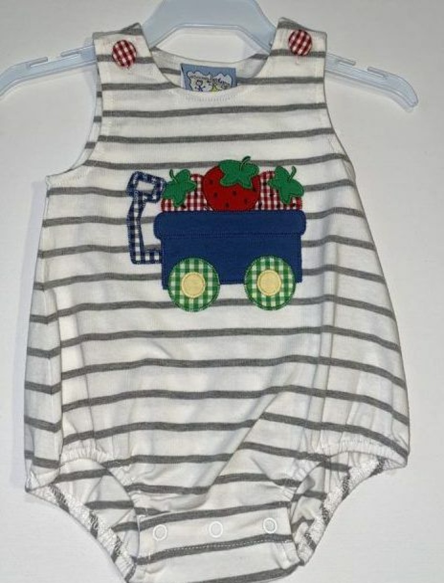 Boys * | Wholesale Three Sisters Baby Boys Strawberry Wagon Bubble