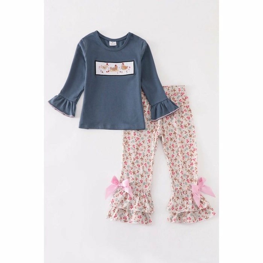 Girls * | Brand New Girls Honeydew Chicken Ruffle Pant Set