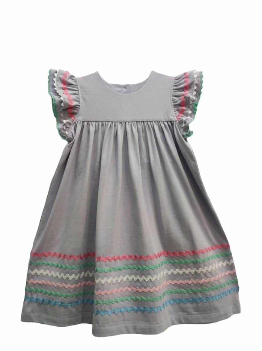 Girls * | Deals Whoopsie Daisy Girls Three Sisters Lavender Ric Rac Dress