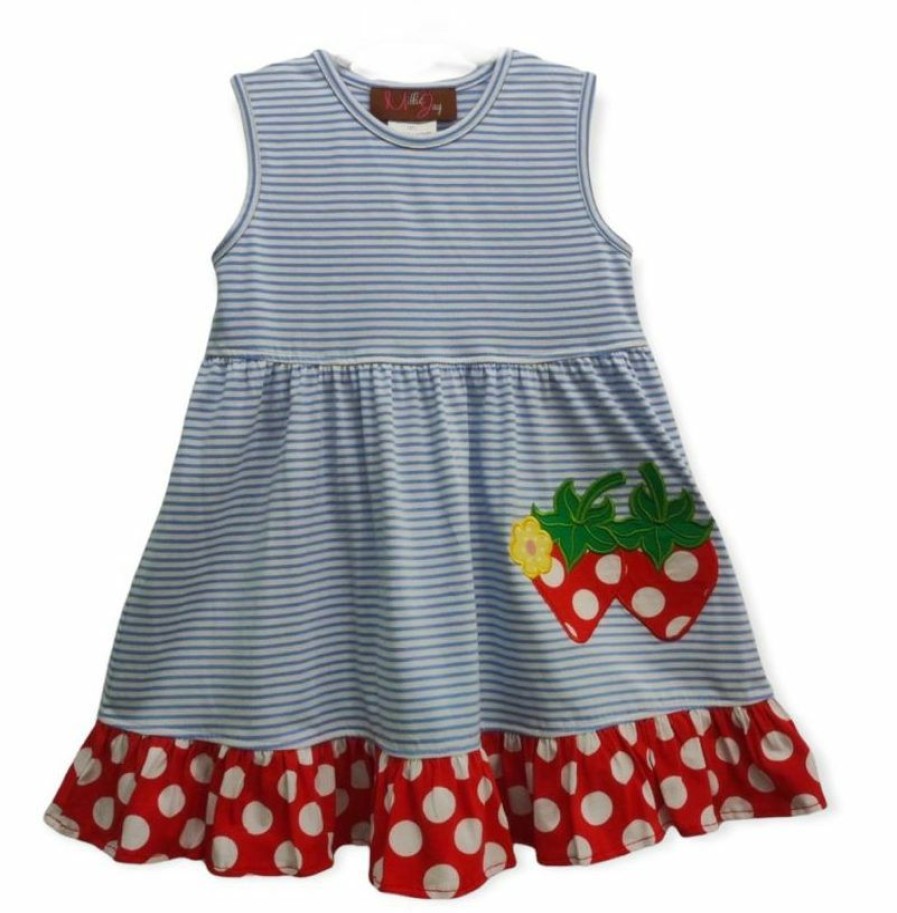 Girls * | Wholesale Girls Millie Jay Strawberry Stripe Knit Dress