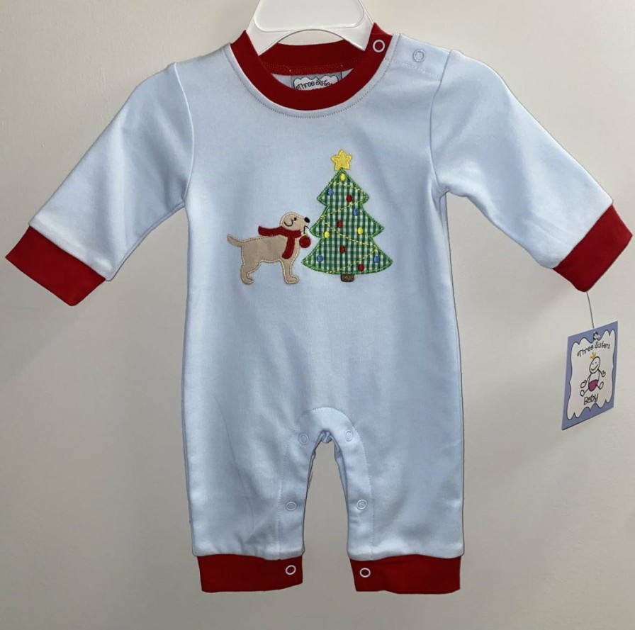 Boys * | New Three Sisters Christmas Helper Boys Romper