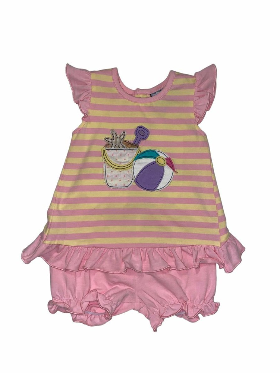 Girls * | Wholesale Three Sisters Baby Beach Fun Girls Bloomer Set