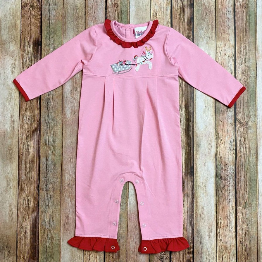 Baby Clothes * | Brand New Natalie Grant Unicorn Sleigh Romper Baby Clothes