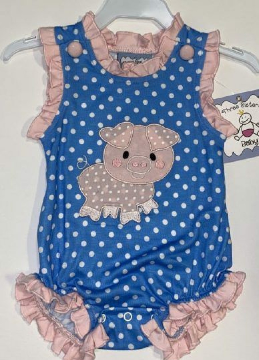 Baby Clothes * | Best Pirce Three Sisters Baby Polka Dot Little Piggy Bubble Baby Clothes