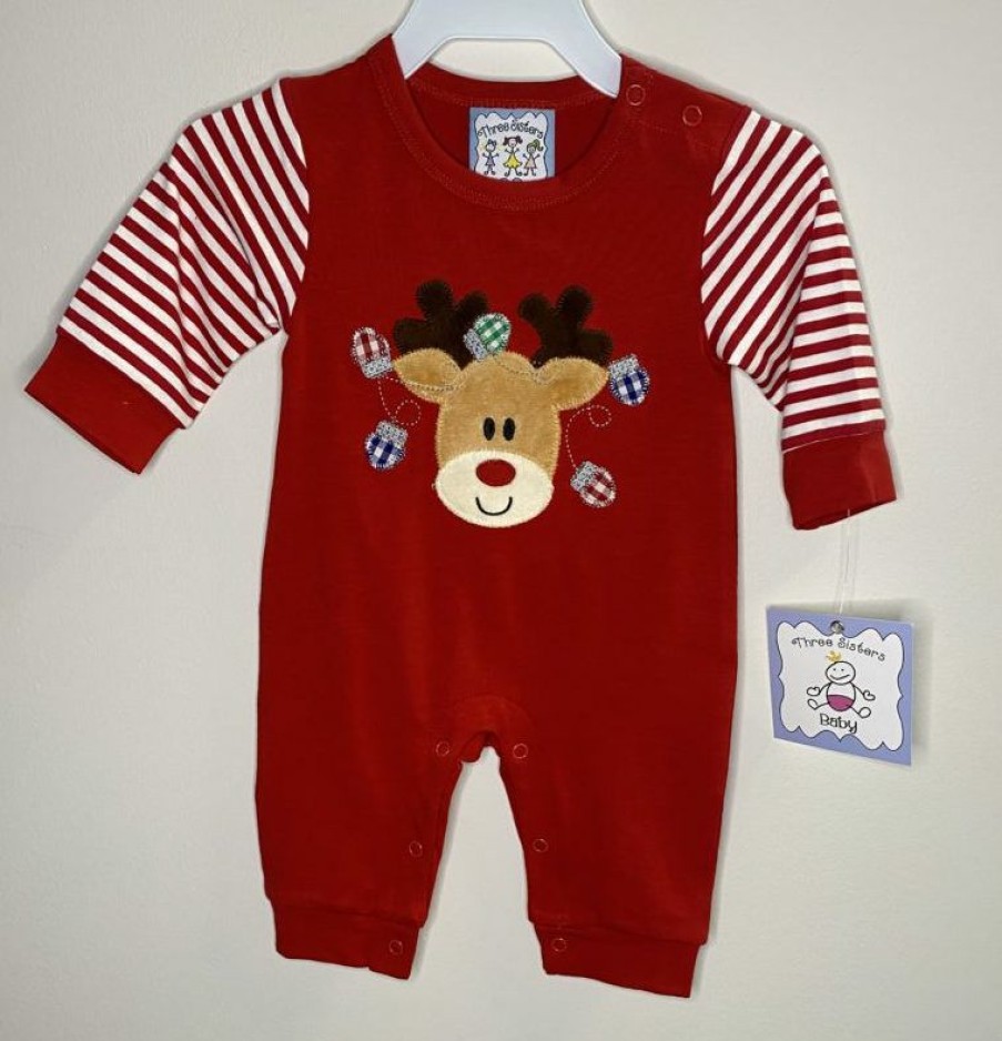 Boys * | Best Reviews Of Three Sisters Reindeer Lights Romper