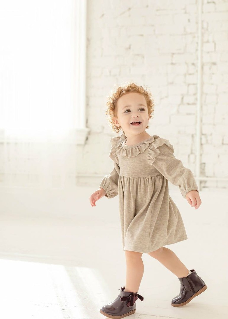 Girls * | Cheapest Girls Mabel & Honey Cinnamon Oatmeal Knit Dress