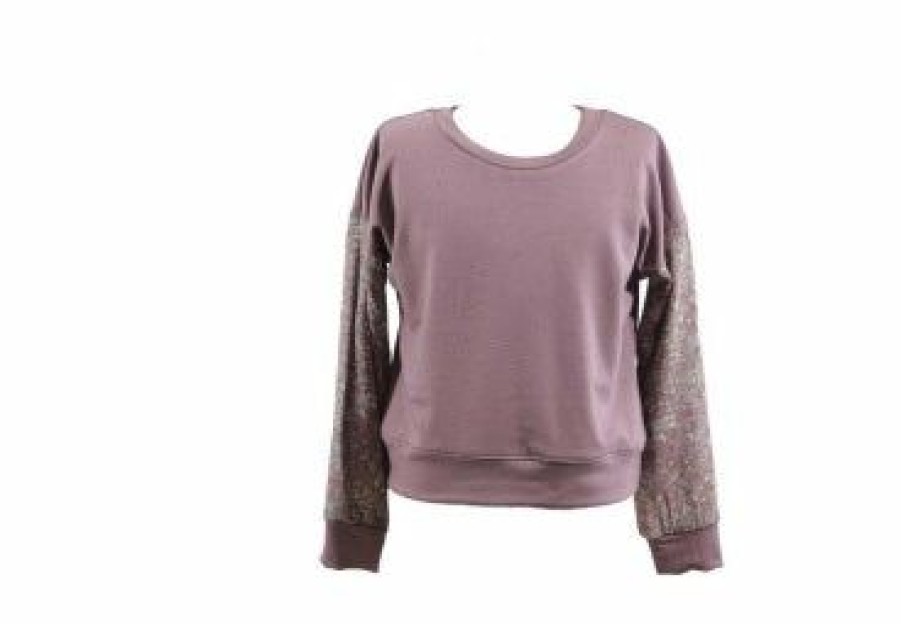 Tween * | Hot Sale Tween Paper Crane Mauve Multi Sleeve Top