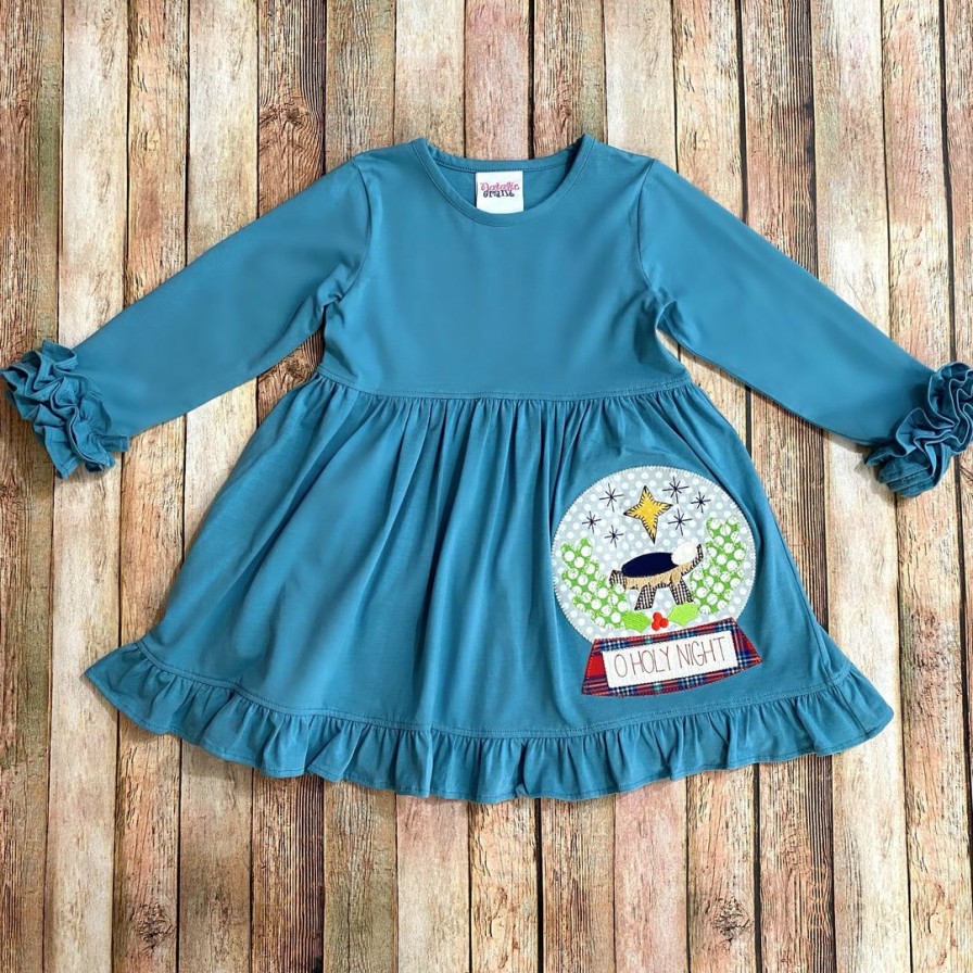 Girls * | Deals Girls Natalie Grant Snow Globe Dress