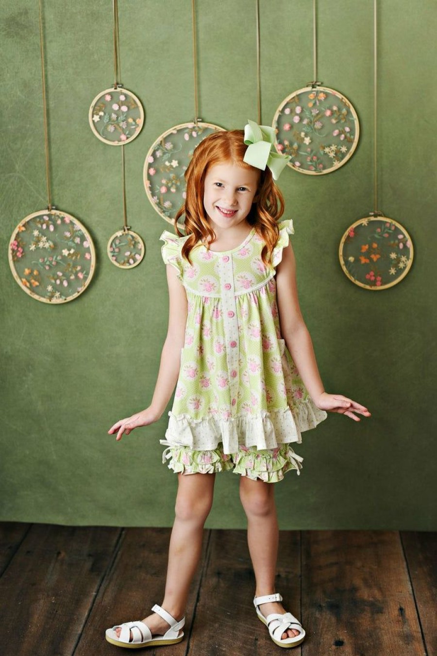 Girls * | Budget Serendipity Mint Tulip Pocket Tunic & Shorties