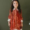 Girls * | Budget Ren & Rouge Rust Velvet Dress