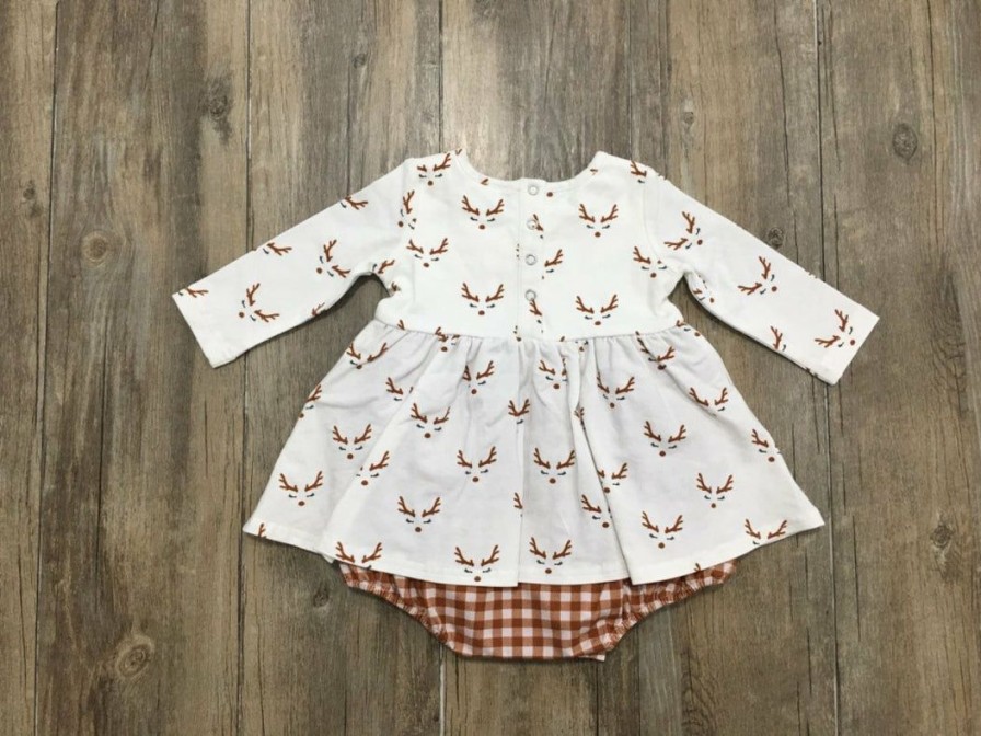 Baby Clothes * | Best Sale Serendipity Oh Deer Bubble Dress Baby Clothes