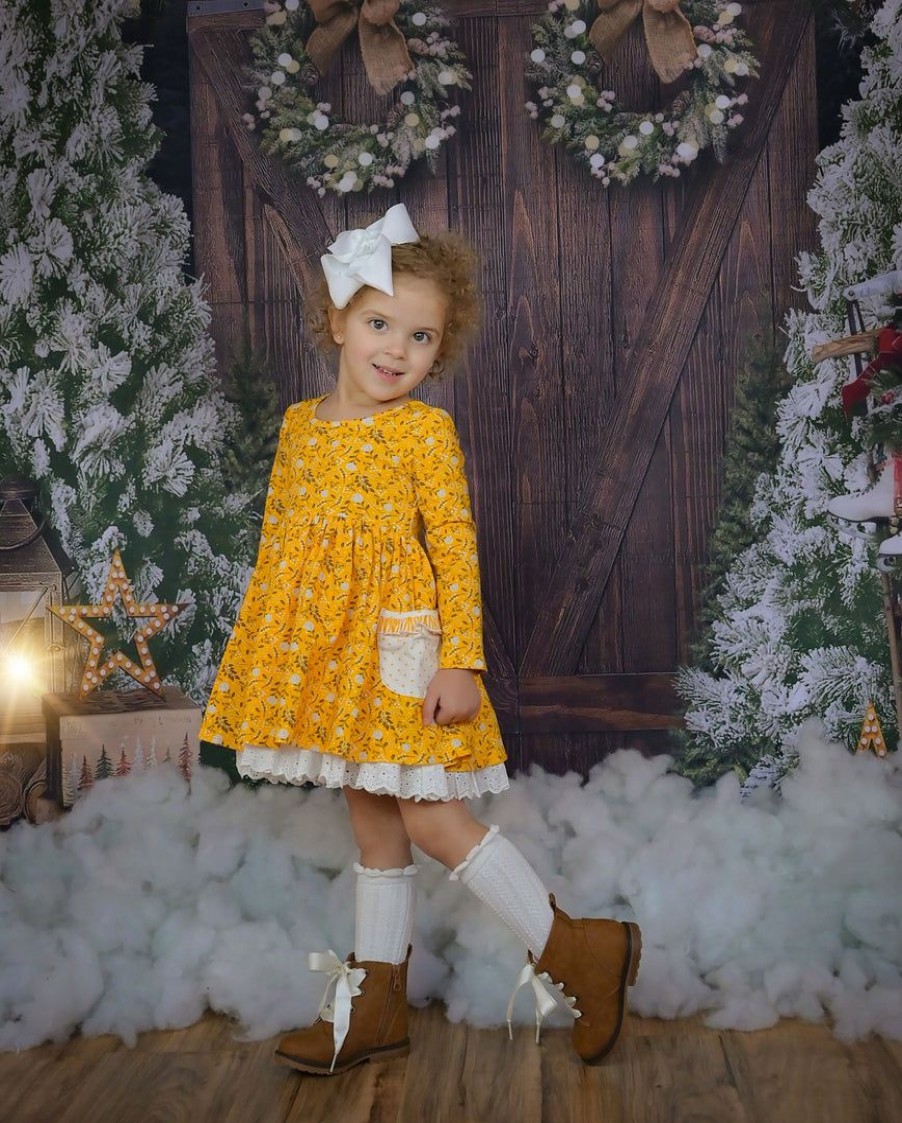 Girls * | Buy Serendipity Butterscotch Eyelet Dress Girls