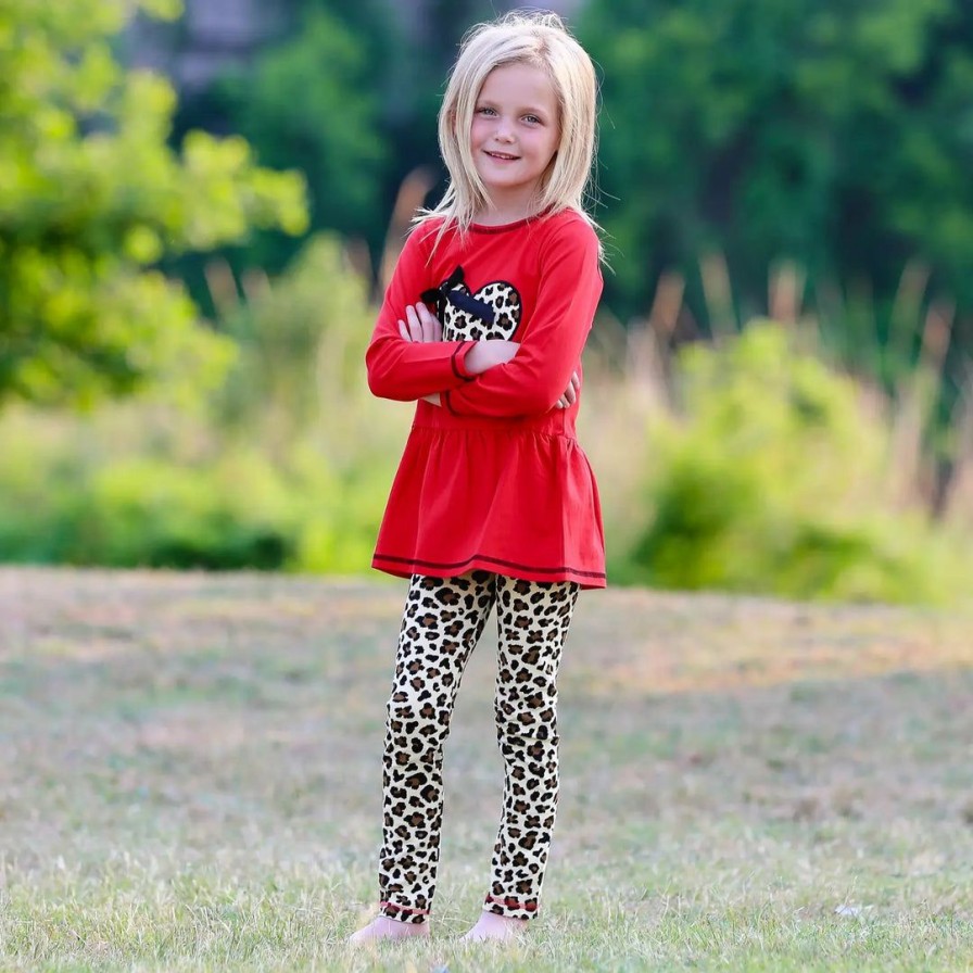 Girls * | Deals Annloren Animal Heart Jersey Pant Set