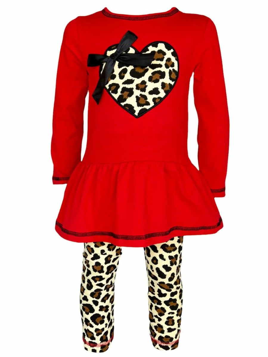 Girls * | Deals Annloren Animal Heart Jersey Pant Set