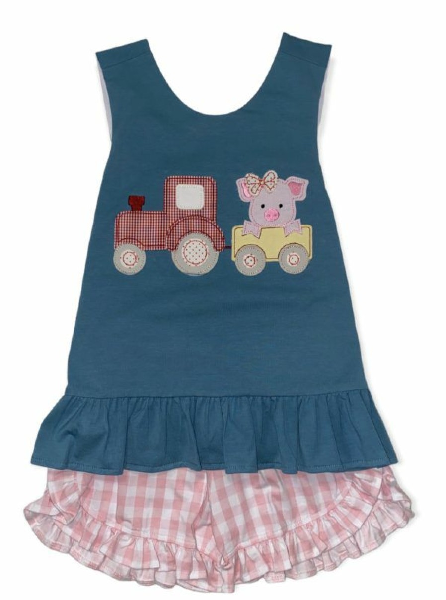 Girls * | Buy Banana Split Tractor & Pig Girls Short Set